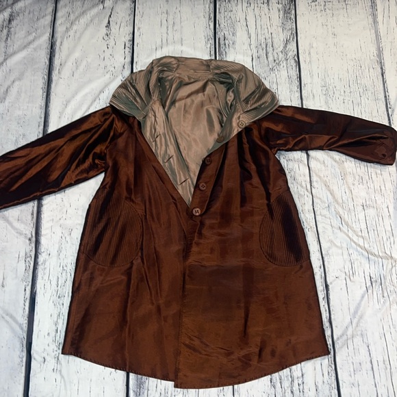 Women’s Reversible Brown Tan Rain Coat Jacket - Picture 1 of 10